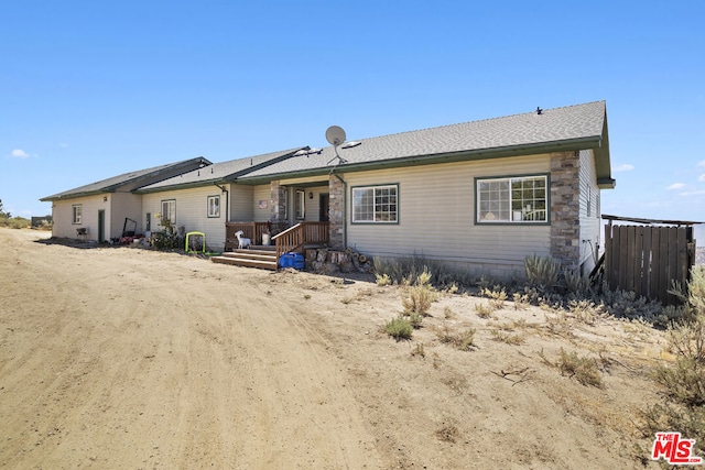 view of single story home