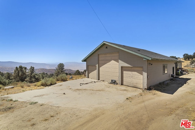 garage with a mountain view