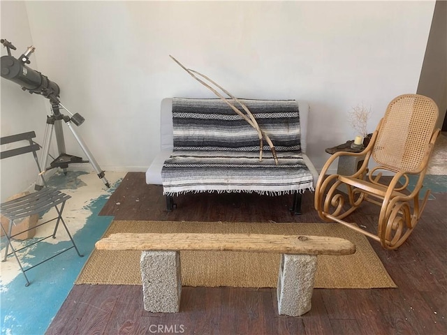 sitting room featuring dark wood-type flooring