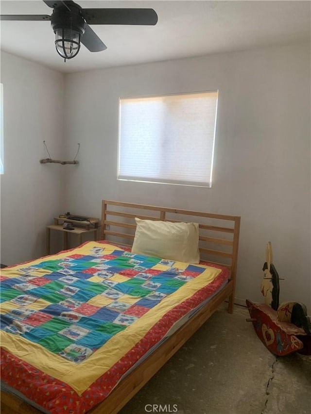 bedroom featuring ceiling fan