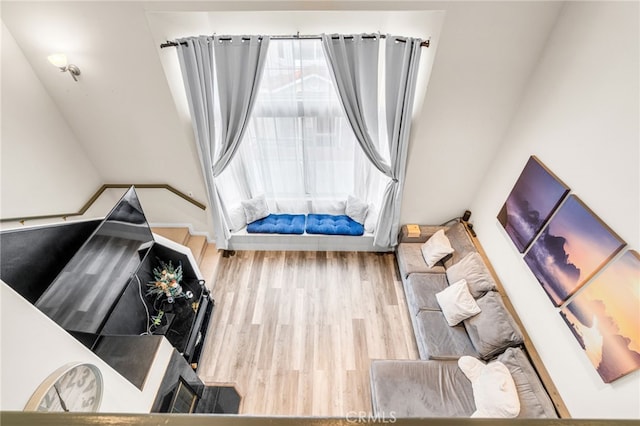 living room with wood finished floors