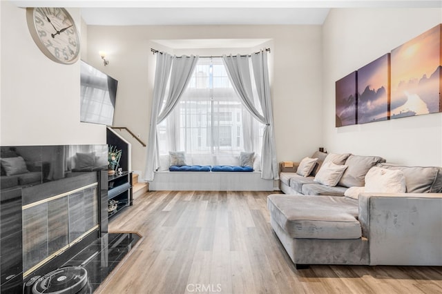 living area with wood finished floors