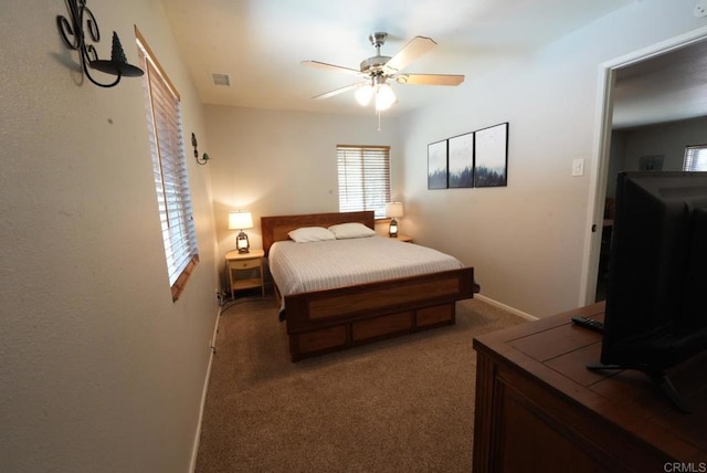 39414 Ruby Ln, Big Bear Lake, CA 92315 - carpeted bedroom with baseboards and ceiling fan