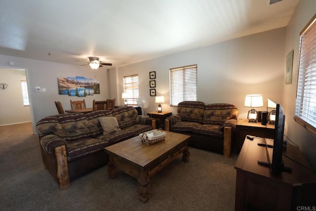 39414 Ruby Ln, Big Bear Lake, CA 92315 - carpeted living area with ceiling fan