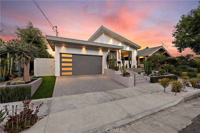 view of front of house with a garage