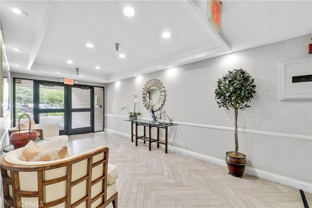 260 Cagney Ln Unit 105, Newport Beach, CA 92663 - lobby with recessed lighting and electric panel