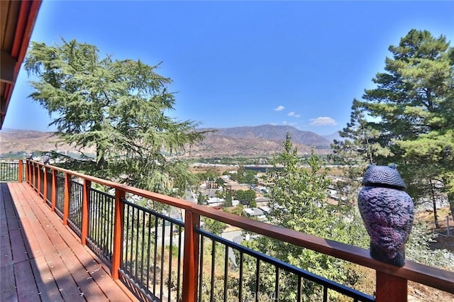 deck with a mountain view