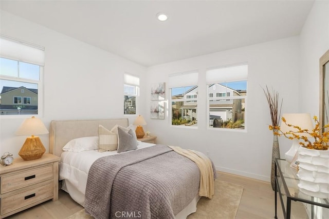 bedroom featuring light hardwood / wood-style flooring