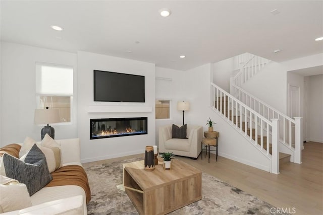 living room featuring light hardwood / wood-style flooring