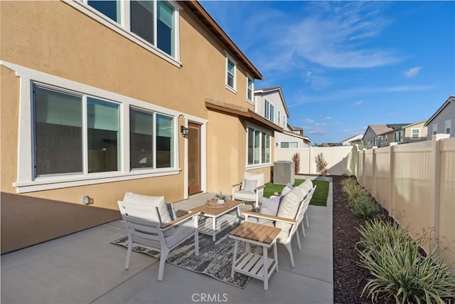 view of patio / terrace featuring an outdoor hangout area and cooling unit