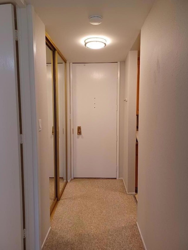 hallway with light carpet