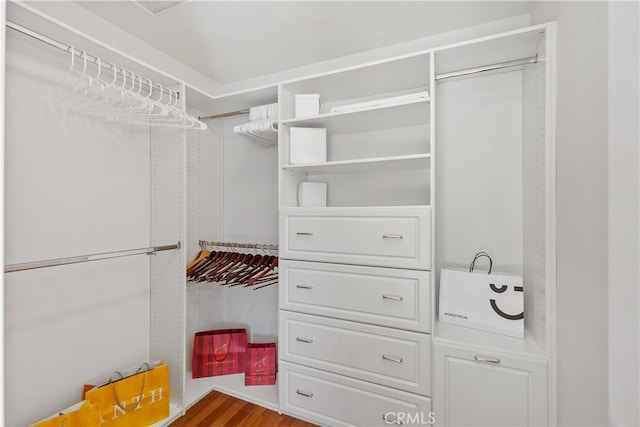 spacious closet featuring light wood-type flooring