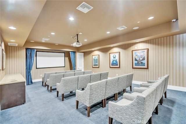 view of carpeted home theater room