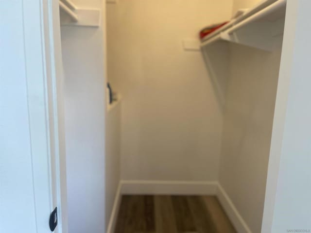 walk in closet featuring wood-type flooring