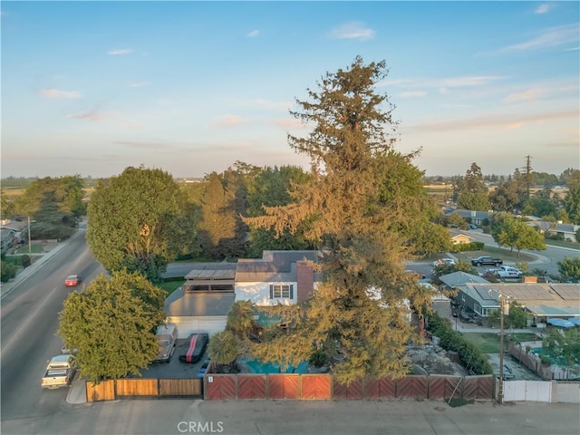 view of aerial view at dusk