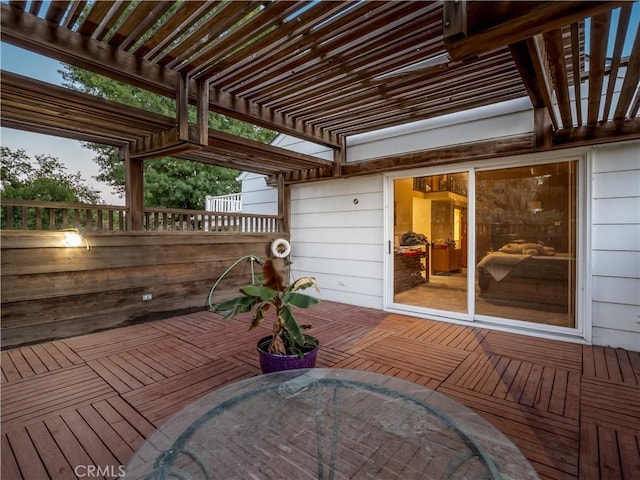 wooden terrace featuring a pergola