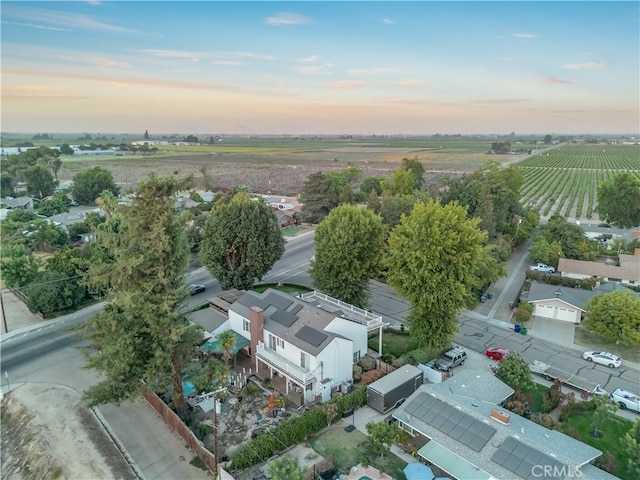 view of aerial view at dusk