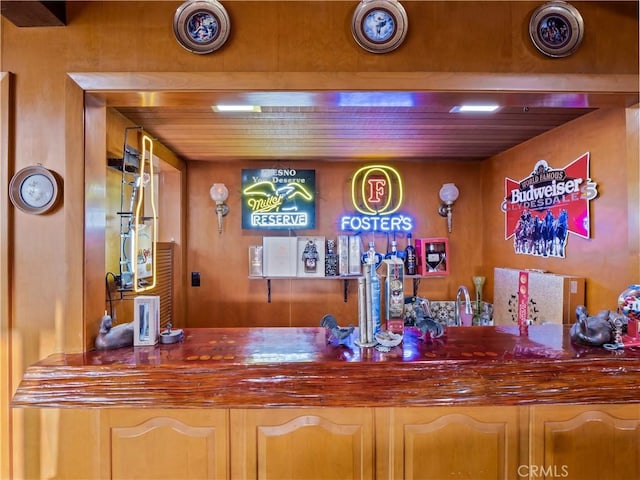 bar featuring wooden ceiling