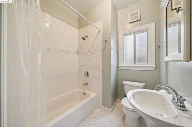 full bathroom with sink, tile patterned flooring, toilet, and shower / bath combo