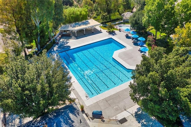 pool with a patio