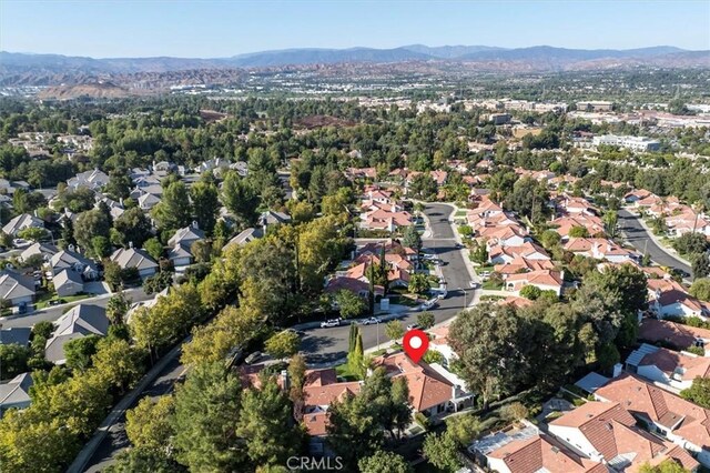 aerial view with a mountain view