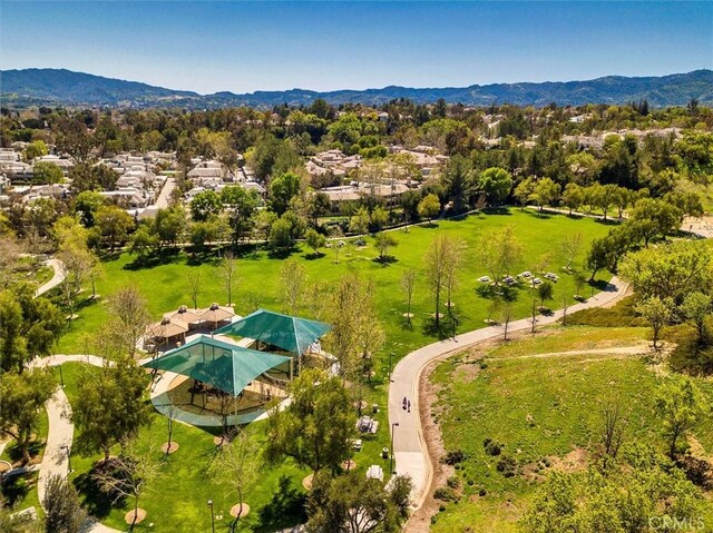 bird's eye view with a mountain view