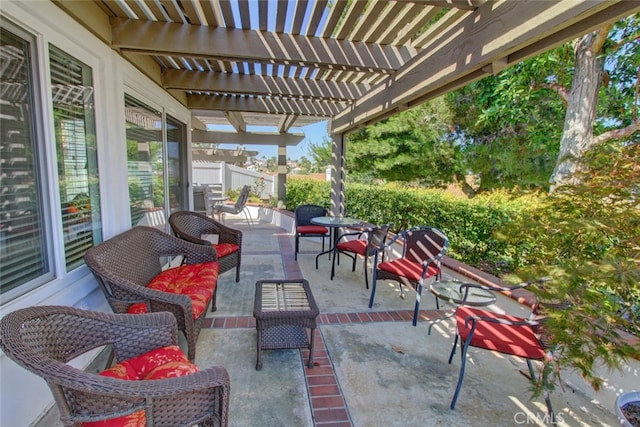 view of patio featuring a pergola