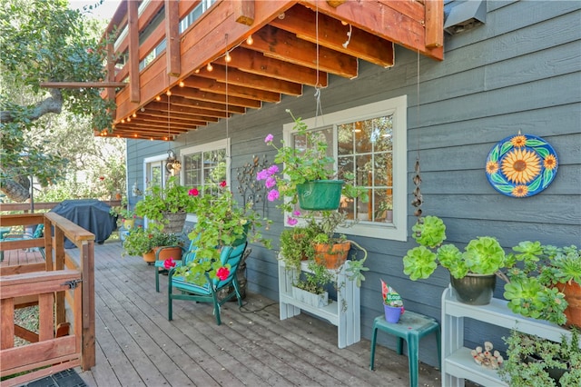 deck featuring grilling area