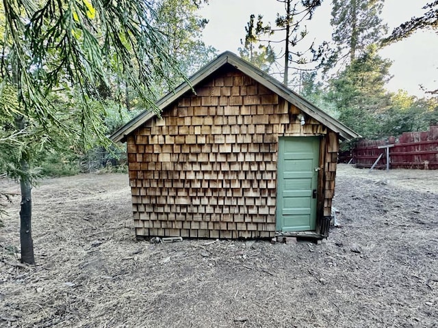 view of outbuilding featuring a garage