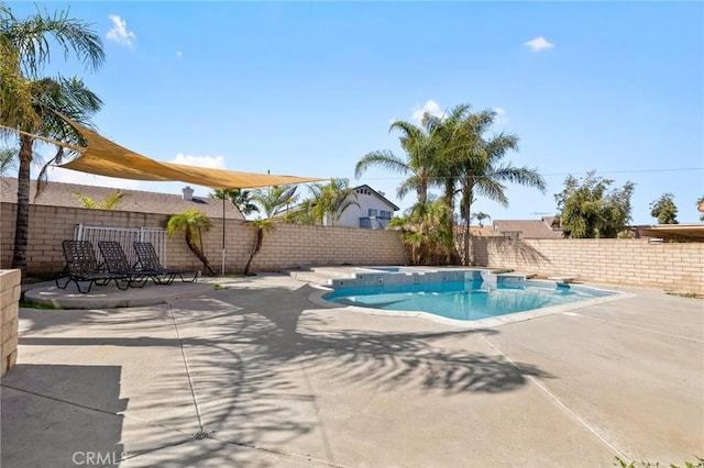 view of swimming pool with a fenced in pool, a patio area, and a fenced backyard