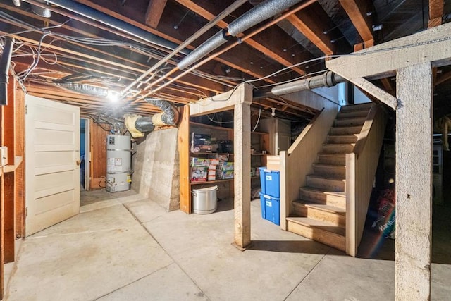 basement with water heater