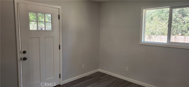 entryway with dark hardwood / wood-style floors and a healthy amount of sunlight