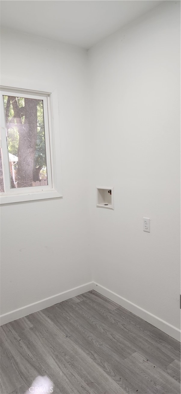 laundry room featuring washer hookup and dark hardwood / wood-style flooring