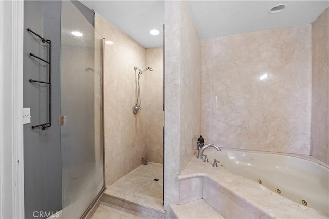 bathroom with plus walk in shower