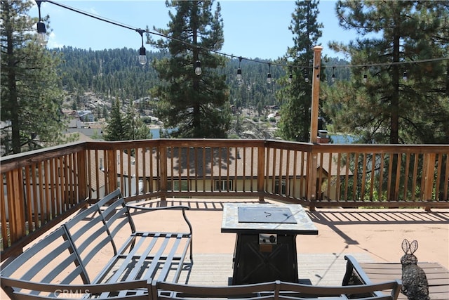 deck featuring a mountain view