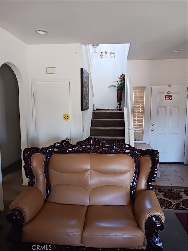 view of tiled living room