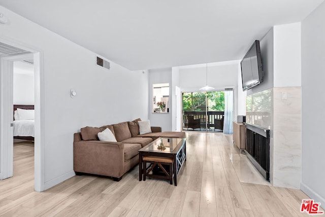 living room featuring light hardwood / wood-style flooring