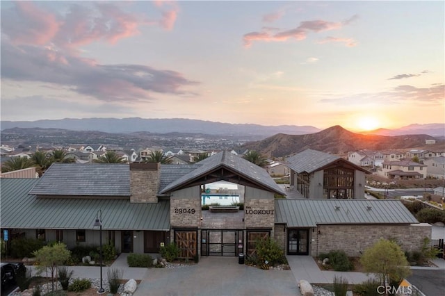 exterior space with a mountain view