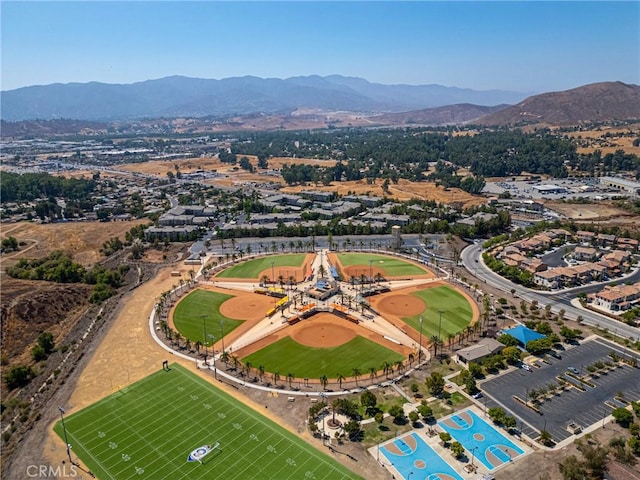 aerial view with a mountain view