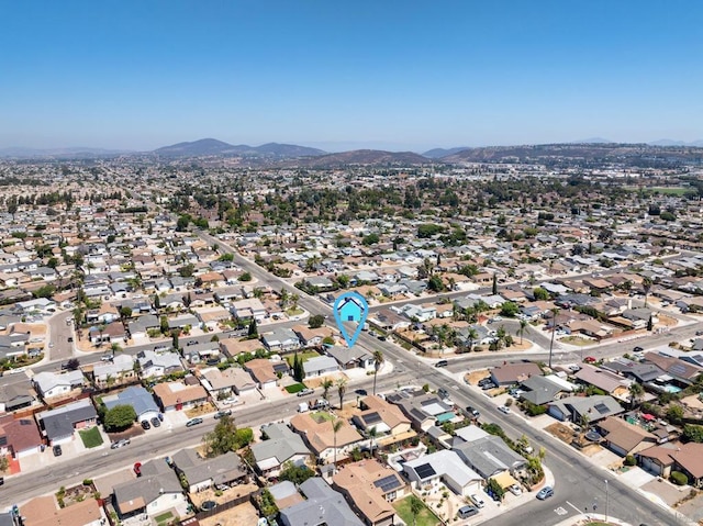 drone / aerial view with a mountain view