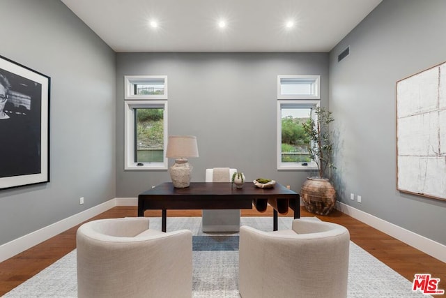 office area featuring hardwood / wood-style flooring and a wealth of natural light