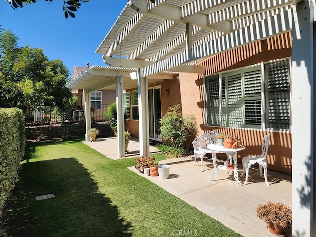 9153 Wooded Hill Dr, Corona, CA 92883 - view of patio / terrace featuring fence and a pergola