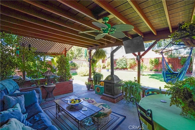 view of patio / terrace featuring ceiling fan