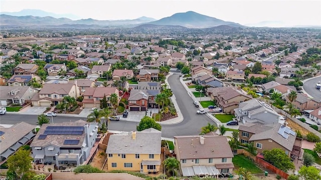 bird's eye view featuring a residential view and a mountain view