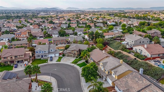 drone / aerial view with a mountain view