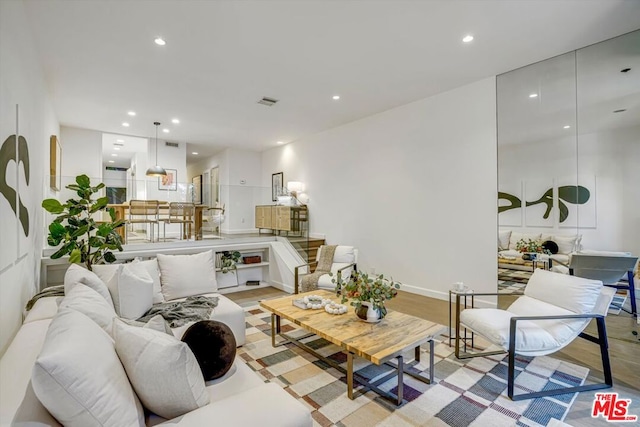 living room featuring light hardwood / wood-style floors