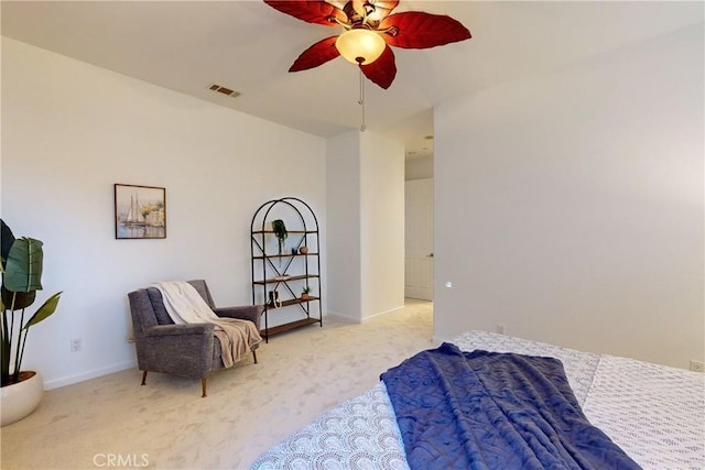 bedroom with carpet and ceiling fan