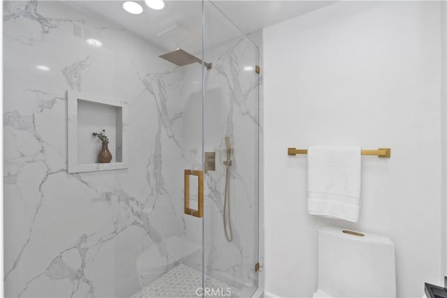 15562 Placid Cir, Huntington Beach, CA 92647 - bathroom featuring toilet and a marble finish shower
