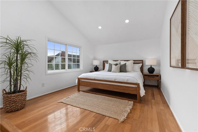 15562 Placid Cir, Huntington Beach, CA 92647 - bedroom featuring recessed lighting, wood finished floors, baseboards, and high vaulted ceiling