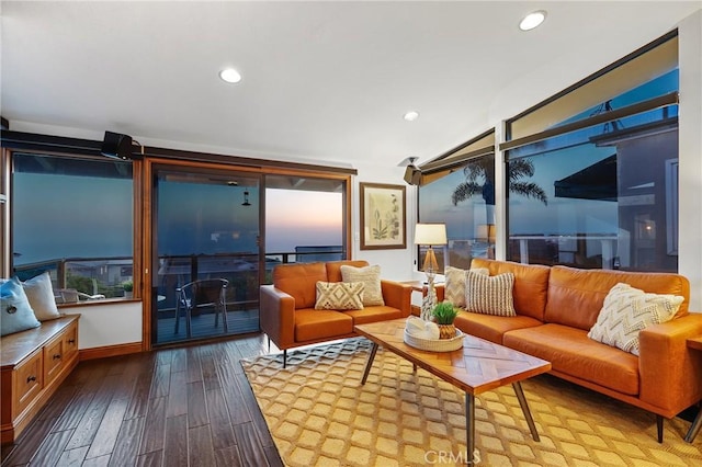 living room with wood-type flooring